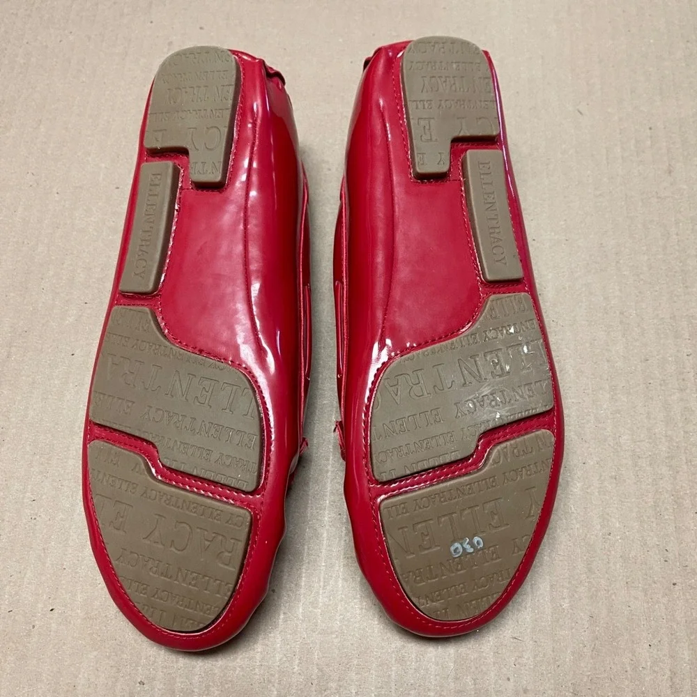 Ellen Tracy Size 8.5M Newport Red Patent‎ Leather Driver Moccasin Loafers NWB